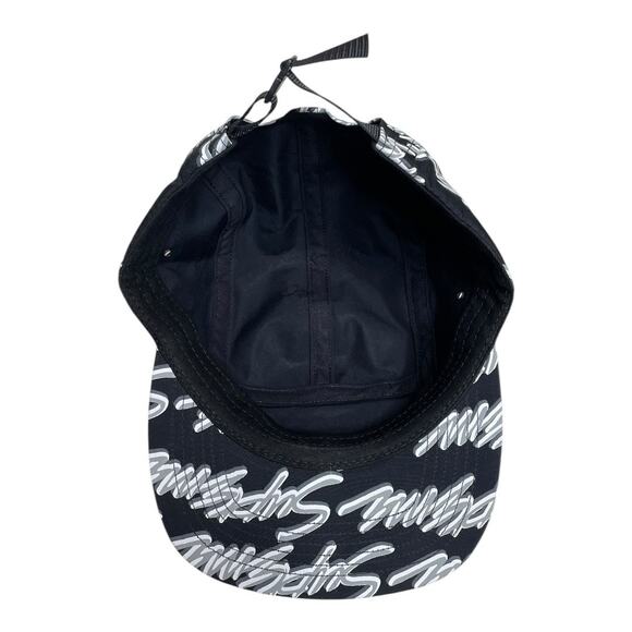 Supreme Black & White Signature Script Logo Camp Hat Cap One Size - Picture 4 of 5